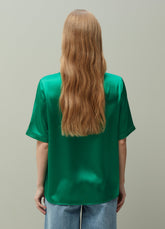 Ovs Piombo Satin Blouse With Round Neck